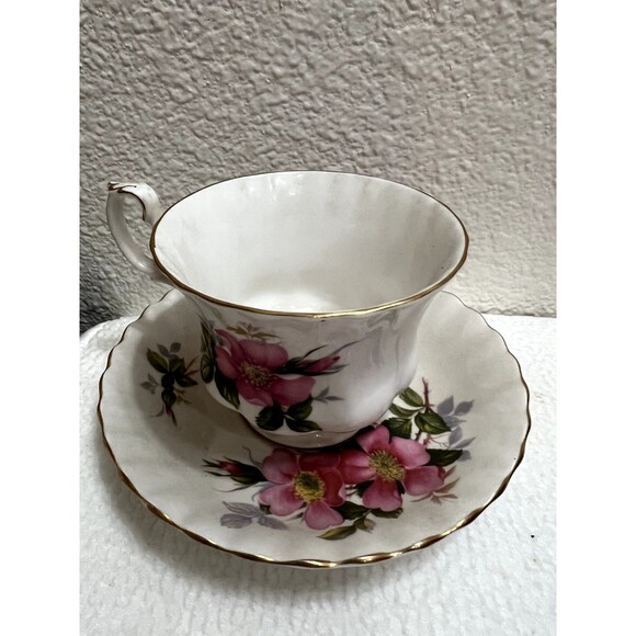 Vintage Royal Albert Bone China England Prairie Rose Cup and Tray - Picture 2 of 4